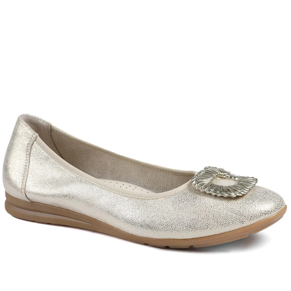 Jewel Detail Slip On Comfort Pumps - WOIL43000 / 329 124 - Gold