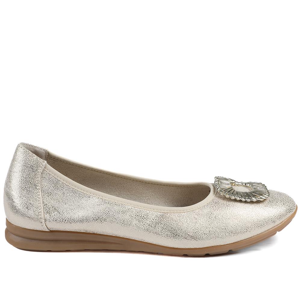 Jewel Detail Slip On Comfort Pumps - WOIL43000 / 329 124 - Gold - Image 3