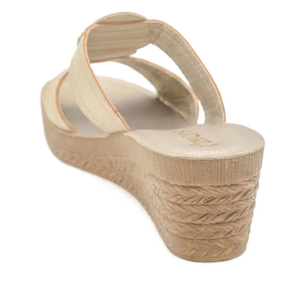 Jewelled Wedge Heel Mule Sandals - INB43000 / 329 127 - Gold - Image 3