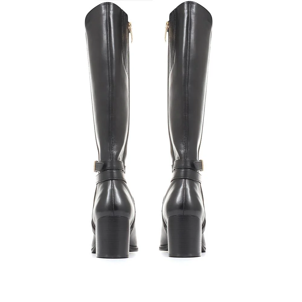 Jordan-05 Leather Knee High Boots - SINO34517 / 320 502 - Black - Image 3