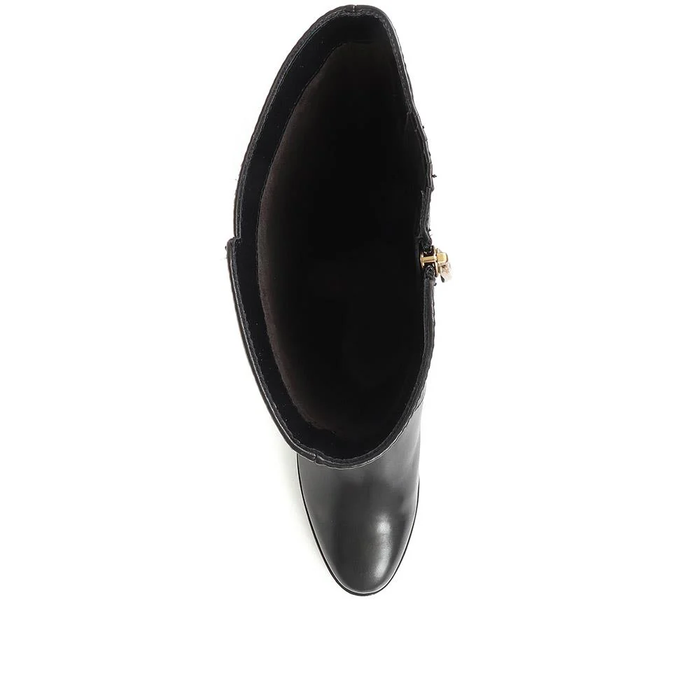 Jordan-05 Leather Knee High Boots - SINO34517 / 320 502 - Black - Image 4