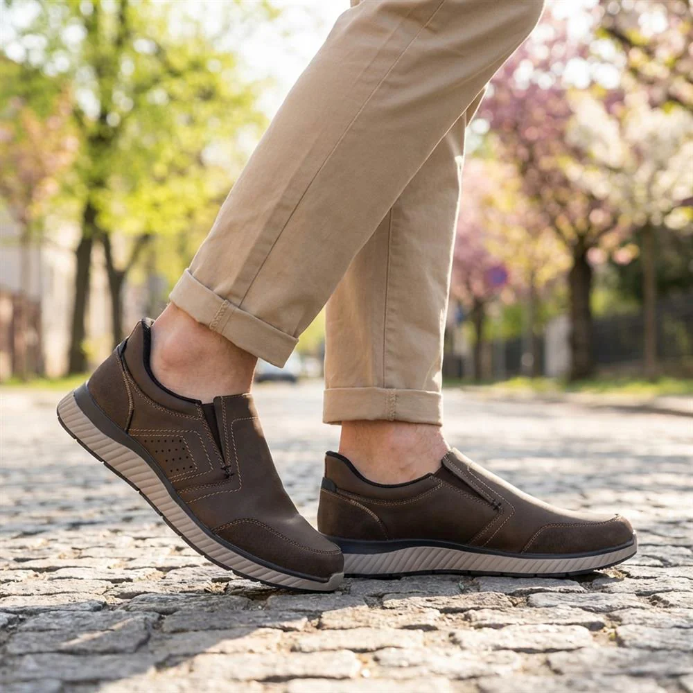 Easy Step In Wide Fit Laceless Shoes - GANG42000 / 327 877 - Dark Brown - Image 2