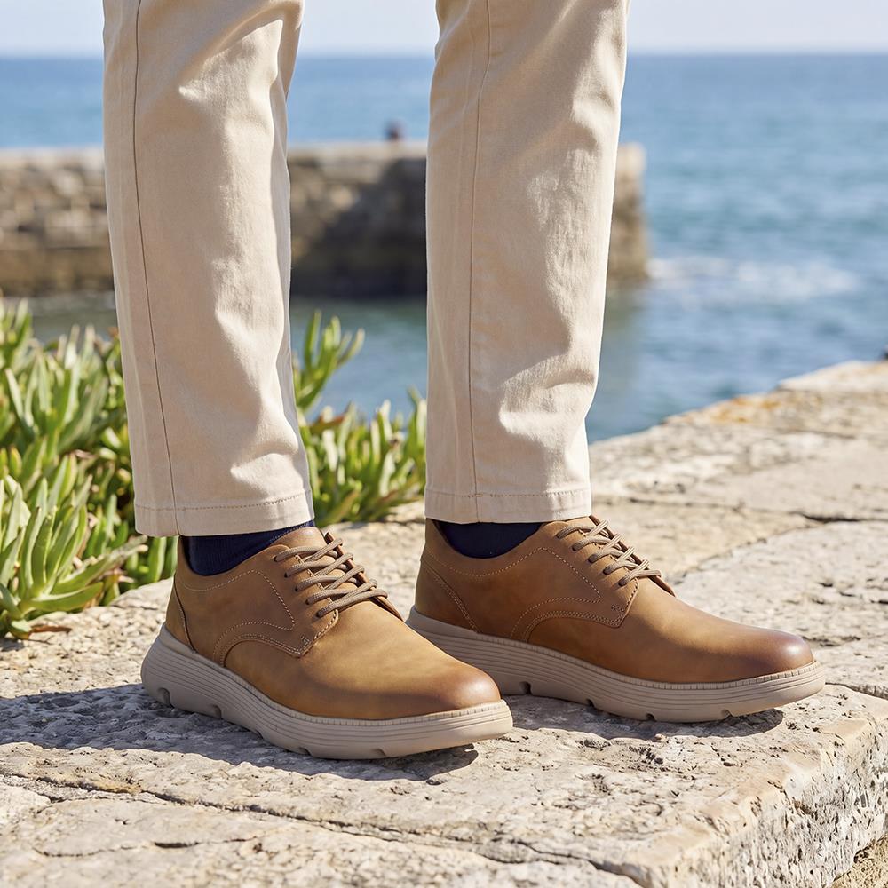 Easy Step In Casual Leather Lace Up Shoes - RISI41001 / 326 953 - Tan - Image 2