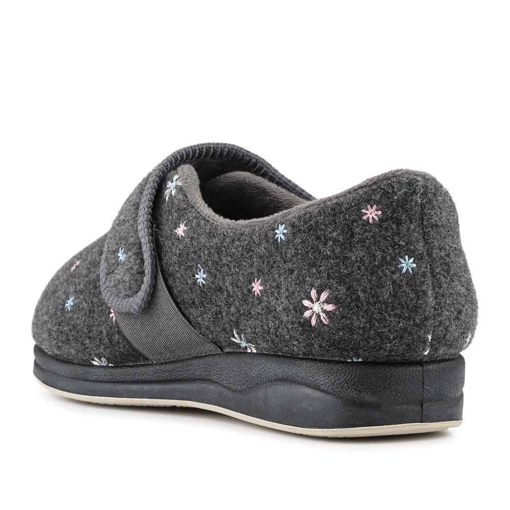 Easy Step In Extra Wide Adjustable Fasten Slippers - BRIDIE / 327 959 - Grey - Image 3