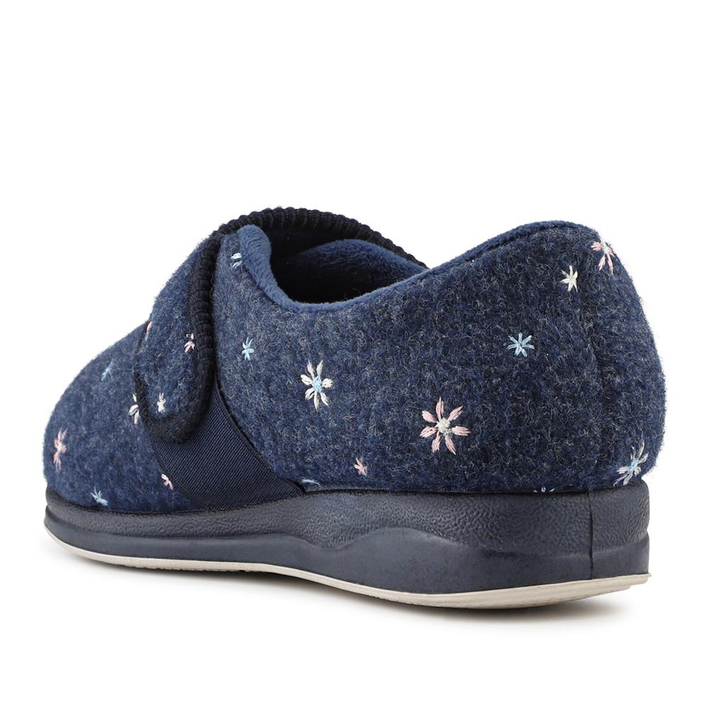 Easy Step In Extra Wide Adjustable Fasten Slippers - BRIDIE / 327 959 - Navy - Image 3