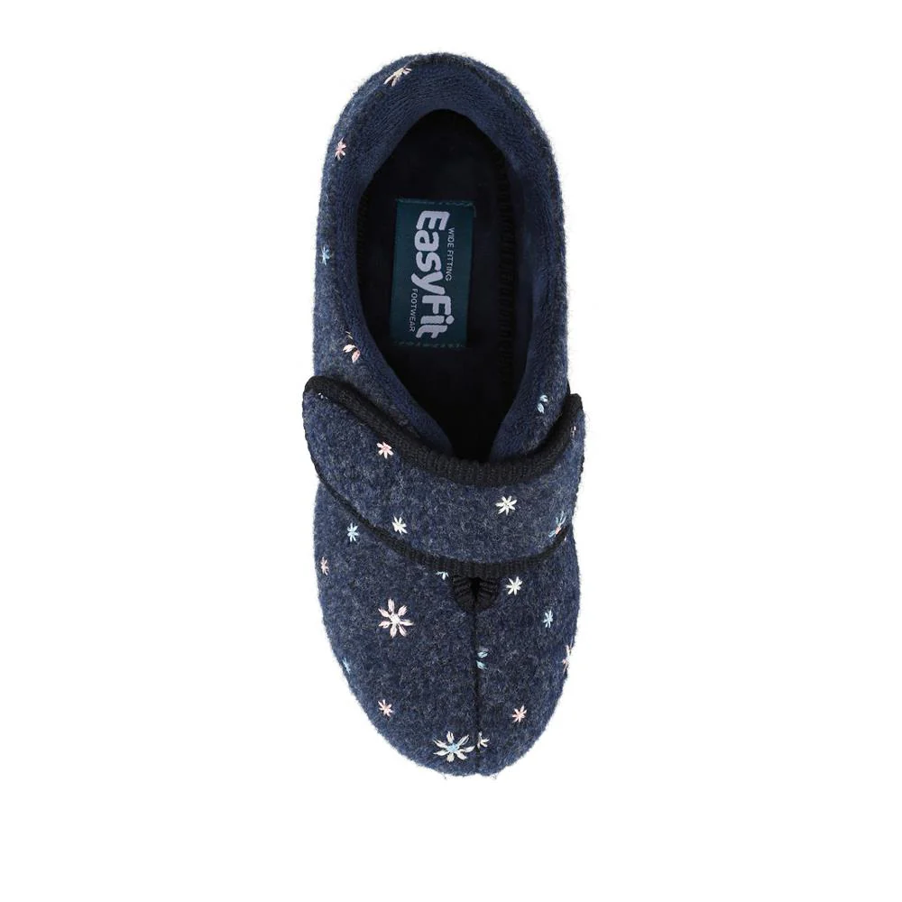 Easy Step In Extra Wide Adjustable Fasten Slippers - BRIDIE / 327 959 - Navy - Image 4