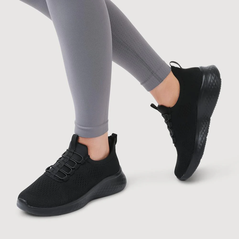 Wide Fit Easy Step In Bungee Lace Trainers - BRK42002 / 328 108 - Black - Image 6