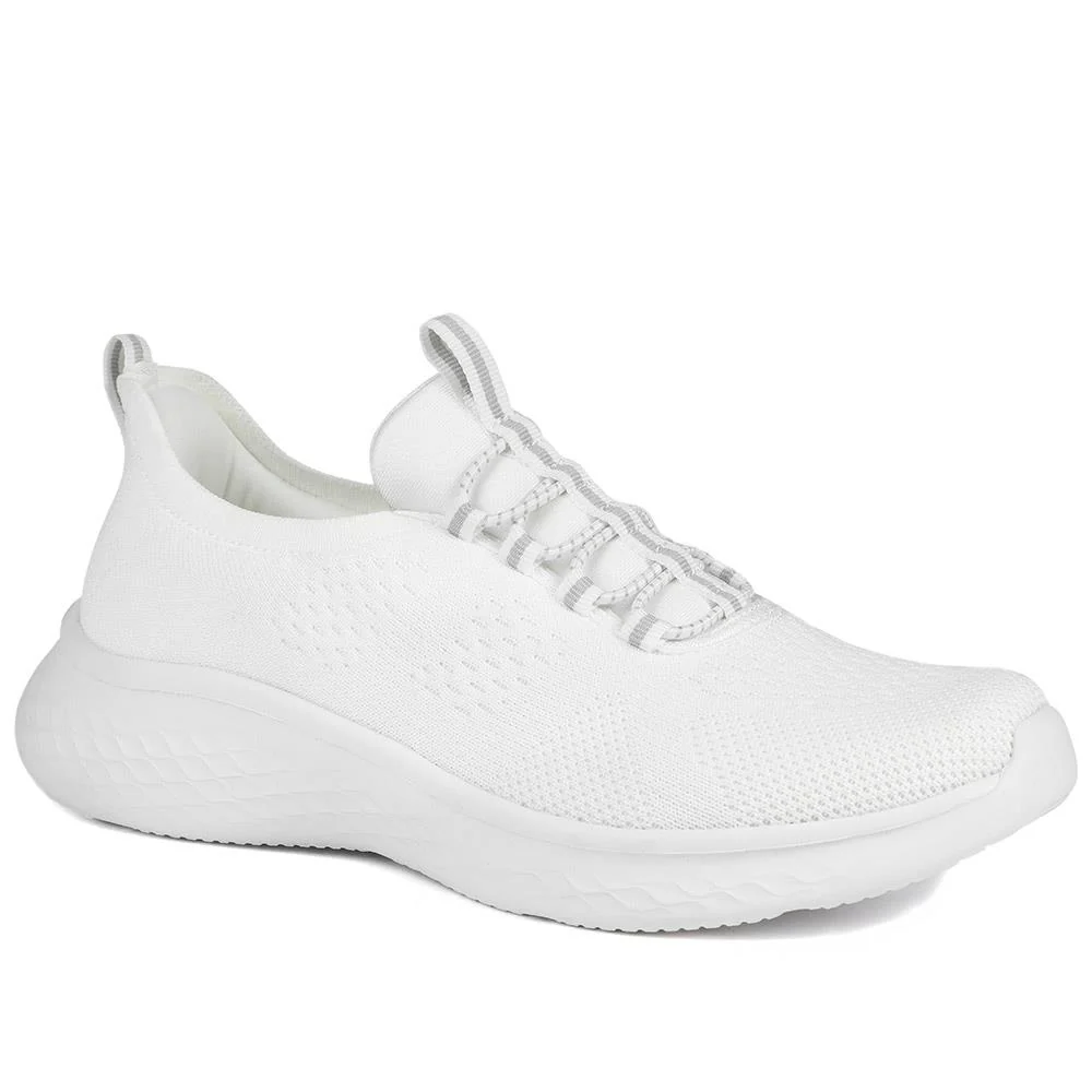 Wide Fit Easy Step In Bungee Lace Trainers - BRK42002 / 328 108 - White