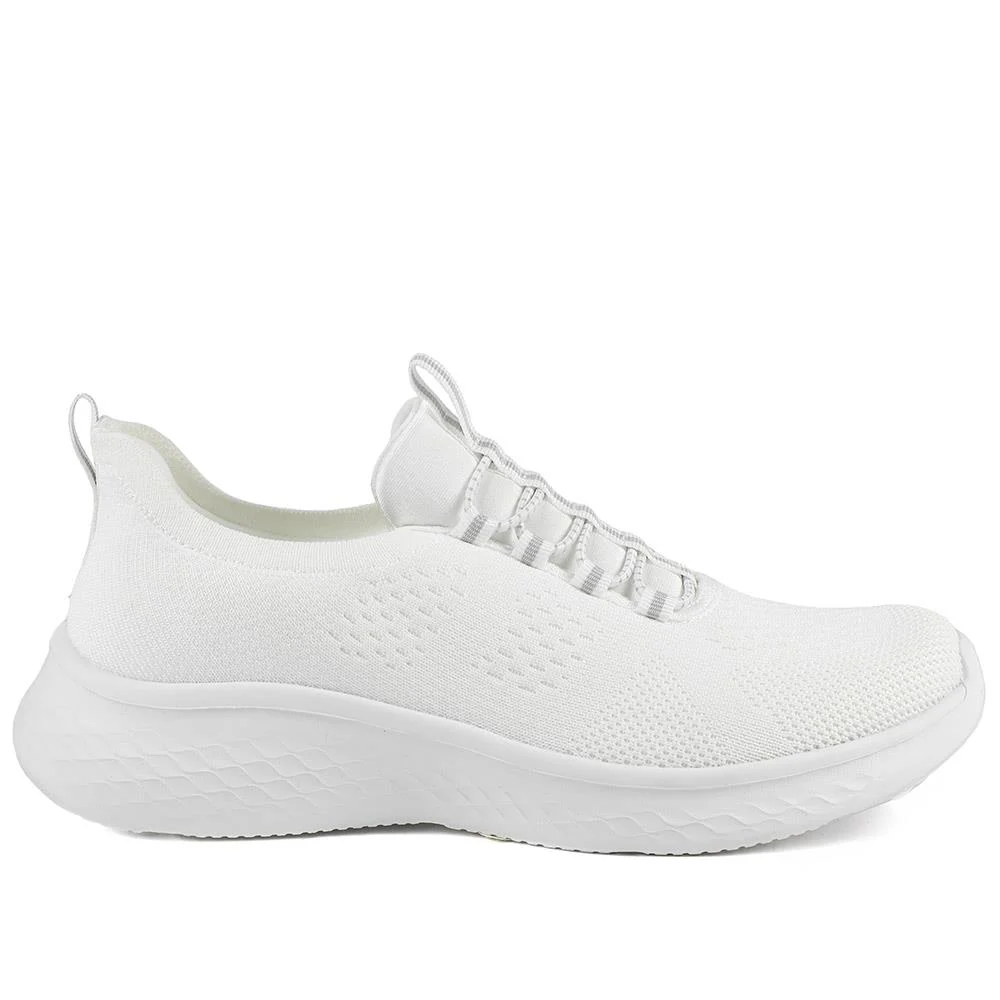 Wide Fit Easy Step In Bungee Lace Trainers - BRK42002 / 328 108 - White - Image 3