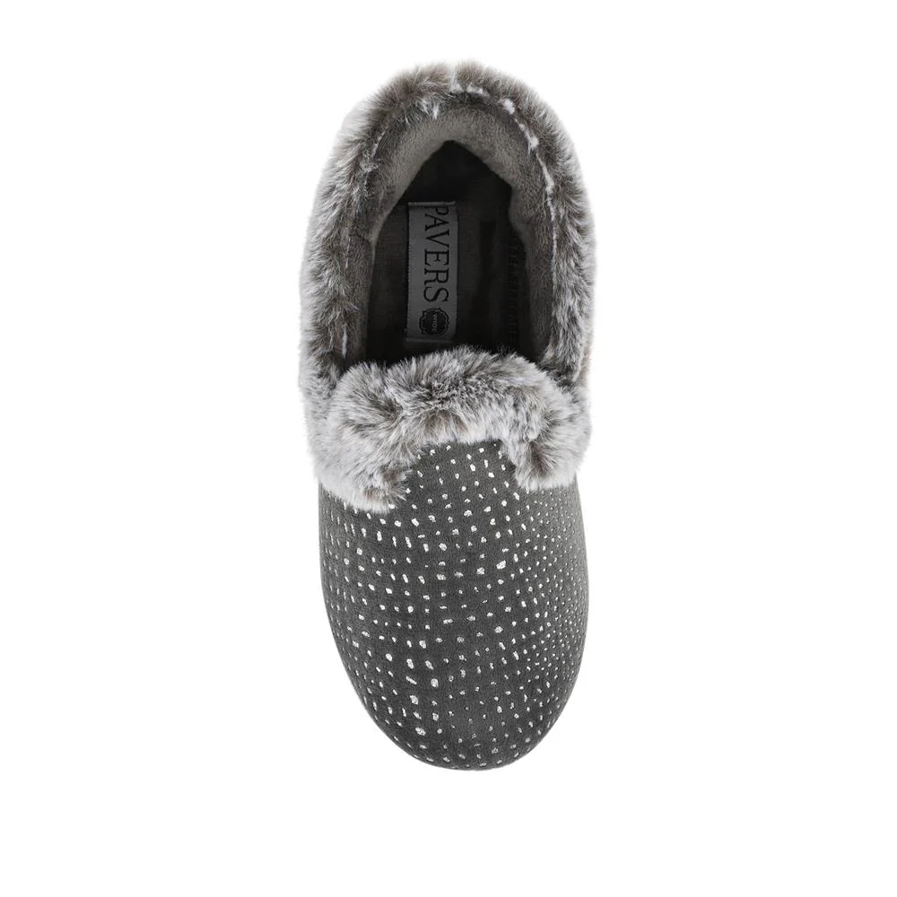 Easy Step In Wide Fit Fur Cuff Slippers - QING42016 / 327 961 - Grey - Image 4