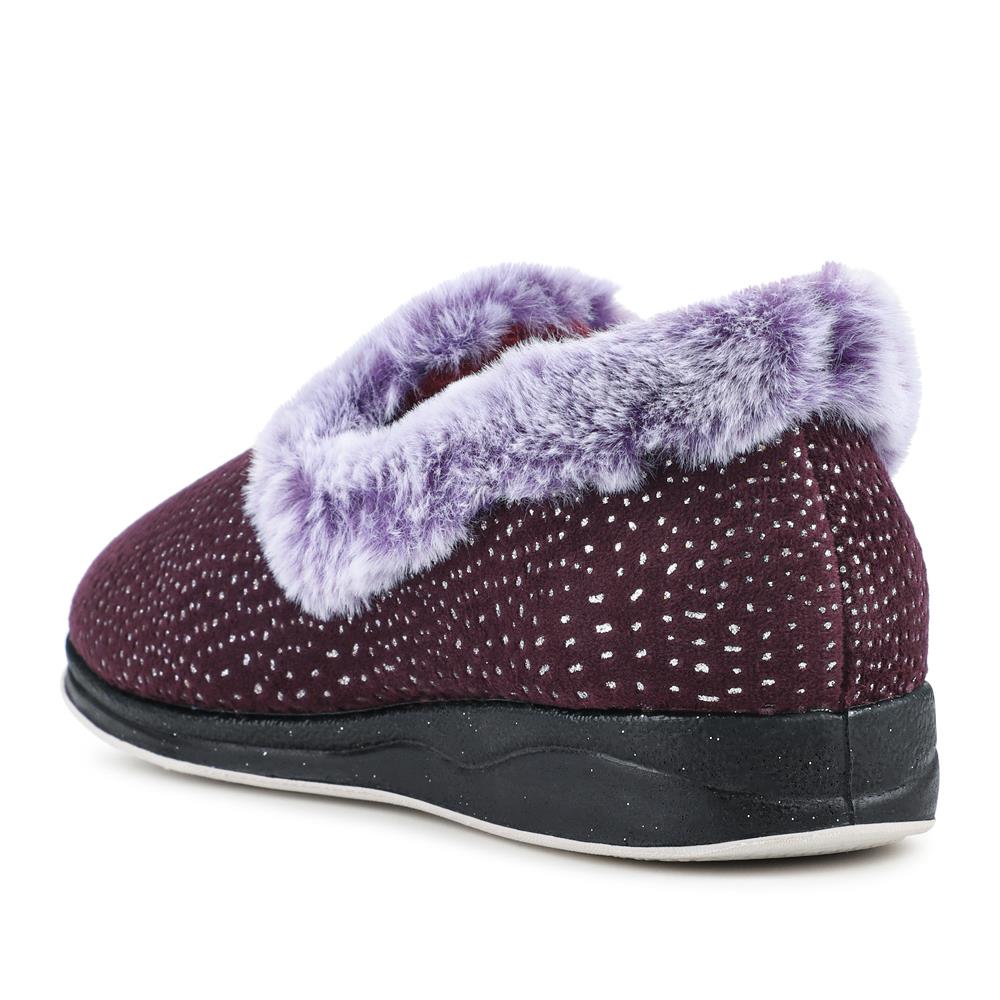 Easy Step In Wide Fit Fur Cuff Slippers - QING42016 / 327 961 - Plum - Image 3