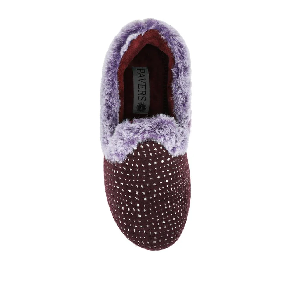 Easy Step In Wide Fit Fur Cuff Slippers - QING42016 / 327 961 - Plum - Image 4