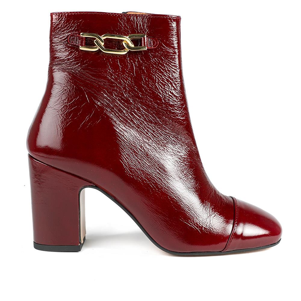 Kamari Leather Zip-Up Ankle Boots - KAMARI / 328 542 - Burgundy Patent - Image 2
