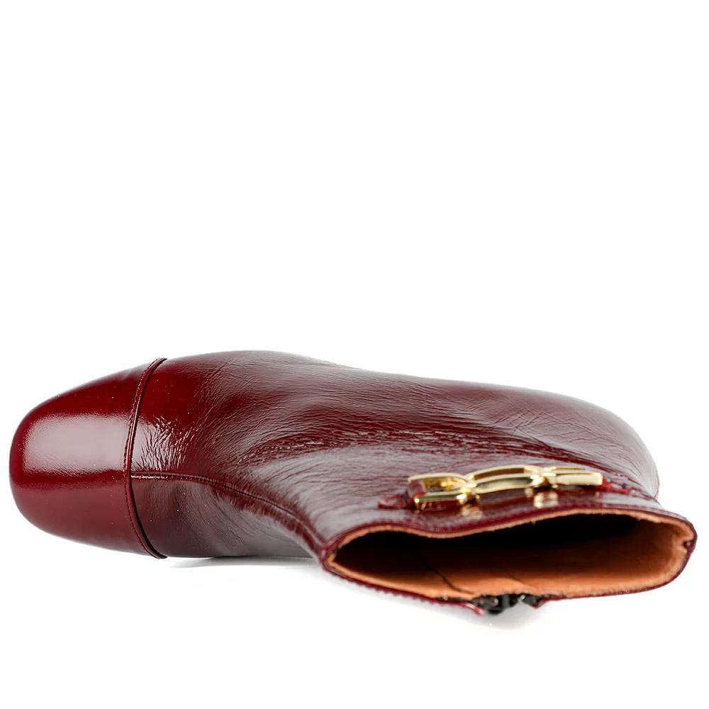 Kamari Leather Zip-Up Ankle Boots - KAMARI / 328 542 - Burgundy Patent - Image 4