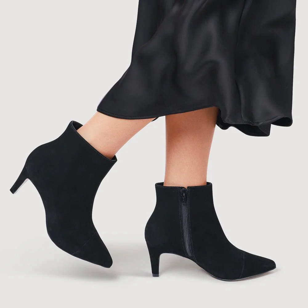 Kamryn Leather Stiletto-Heeled Ankle Boots - KAMRYN / 328 252 - Black Nubuck - Image 5