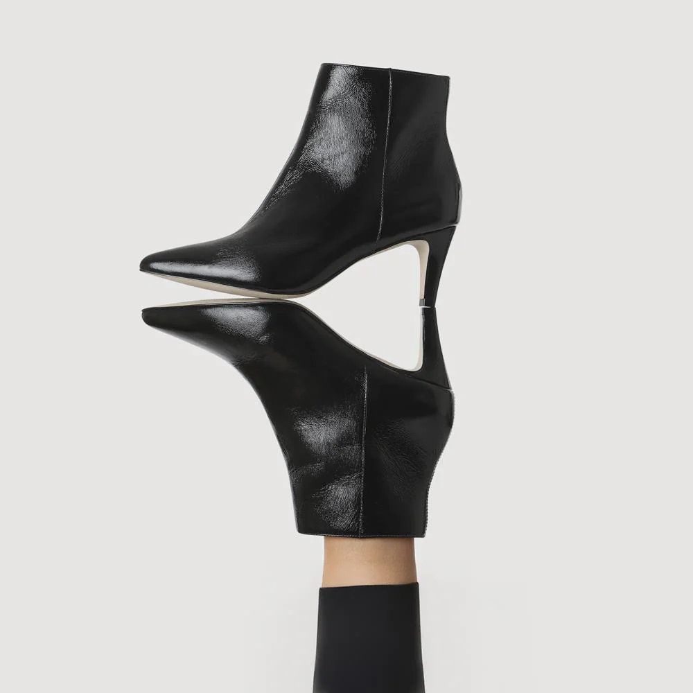Kamryn Leather Stiletto-Heeled Ankle Boots - KAMRYN / 328 252 - Black Patent - Image 5