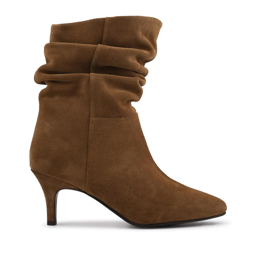 Kathryn Slouch Leather Ankle Boots - KATHRYN / 328 085 - Tan Suede - Image 2