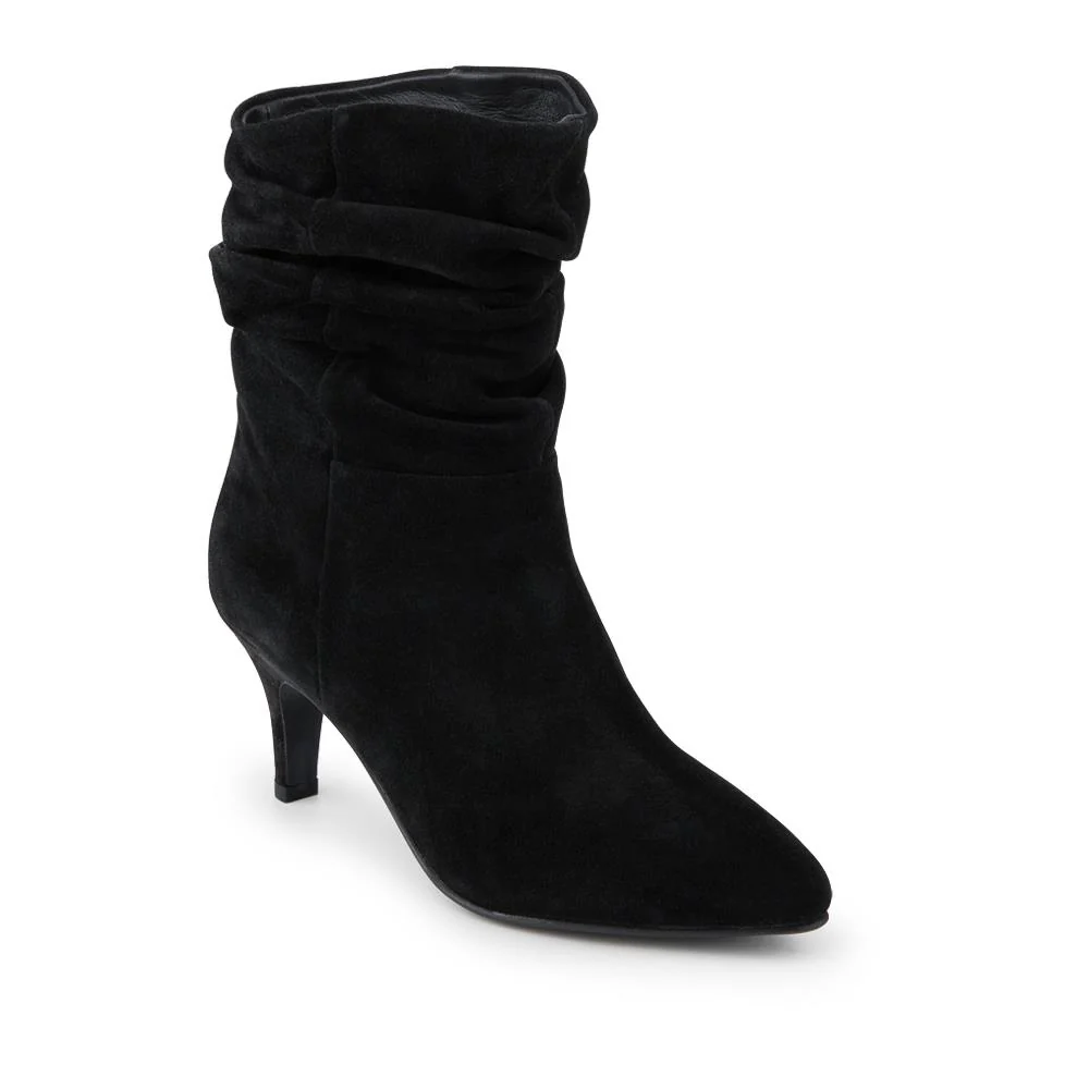 Kathryn Slouch Leather Ankle Boots - KATHRYN / 328 085 - Black Suede