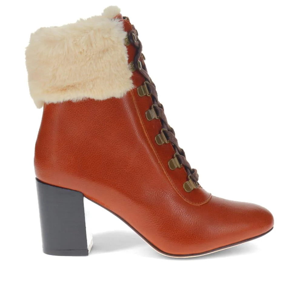 Kelsie Fur-Cuffed Ankle Boots - KELSIE / 325 853 - Tan - Image 2