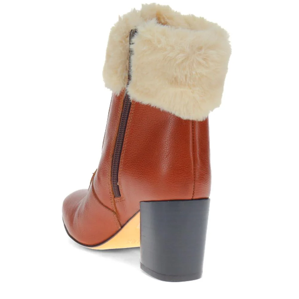 Kelsie Fur-Cuffed Ankle Boots - KELSIE / 325 853 - Tan - Image 3