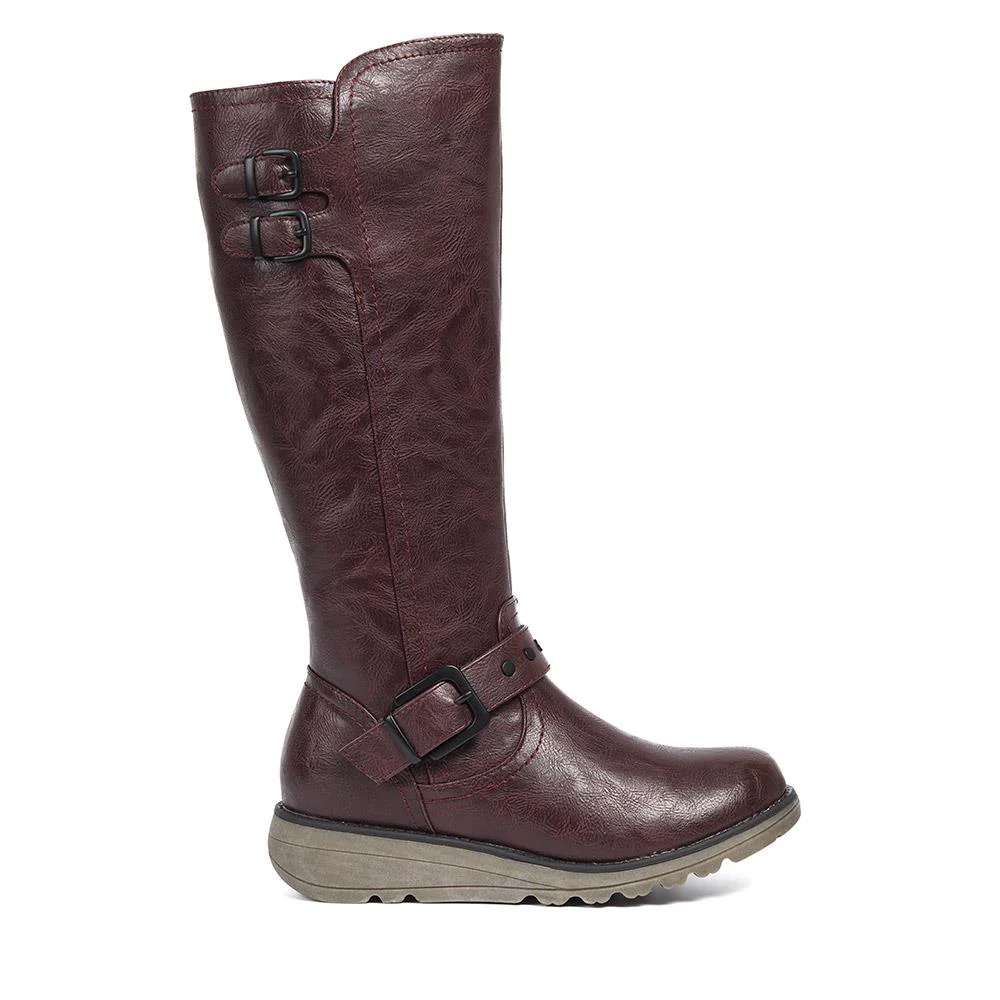 Knee-High Boots - WBINS38088 / 324 687 - Burgundy - Image 2