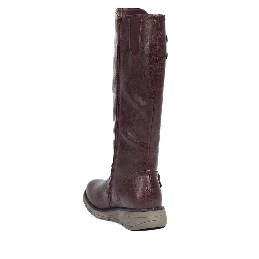 Knee-High Boots - WBINS38088 / 324 687 - Burgundy - Image 3