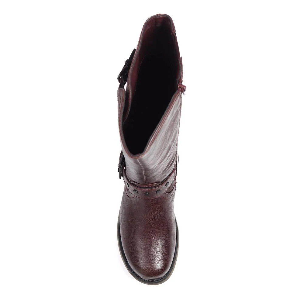 Knee-High Boots - WBINS38088 / 324 687 - Burgundy - Image 5