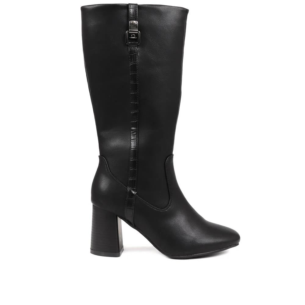 Knee High Heeled Boots - WOIL38055 / 324 885 - Black - Image 2