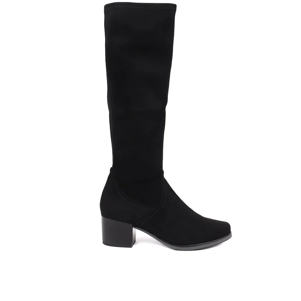 Knee High Low Heeled Boots - CAPRI38502 / 325 548 - Black - Image 2