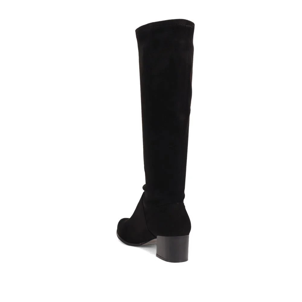 Knee-Length Heeled Boots - WBINS38074 / 324 480 - Black - Image 3