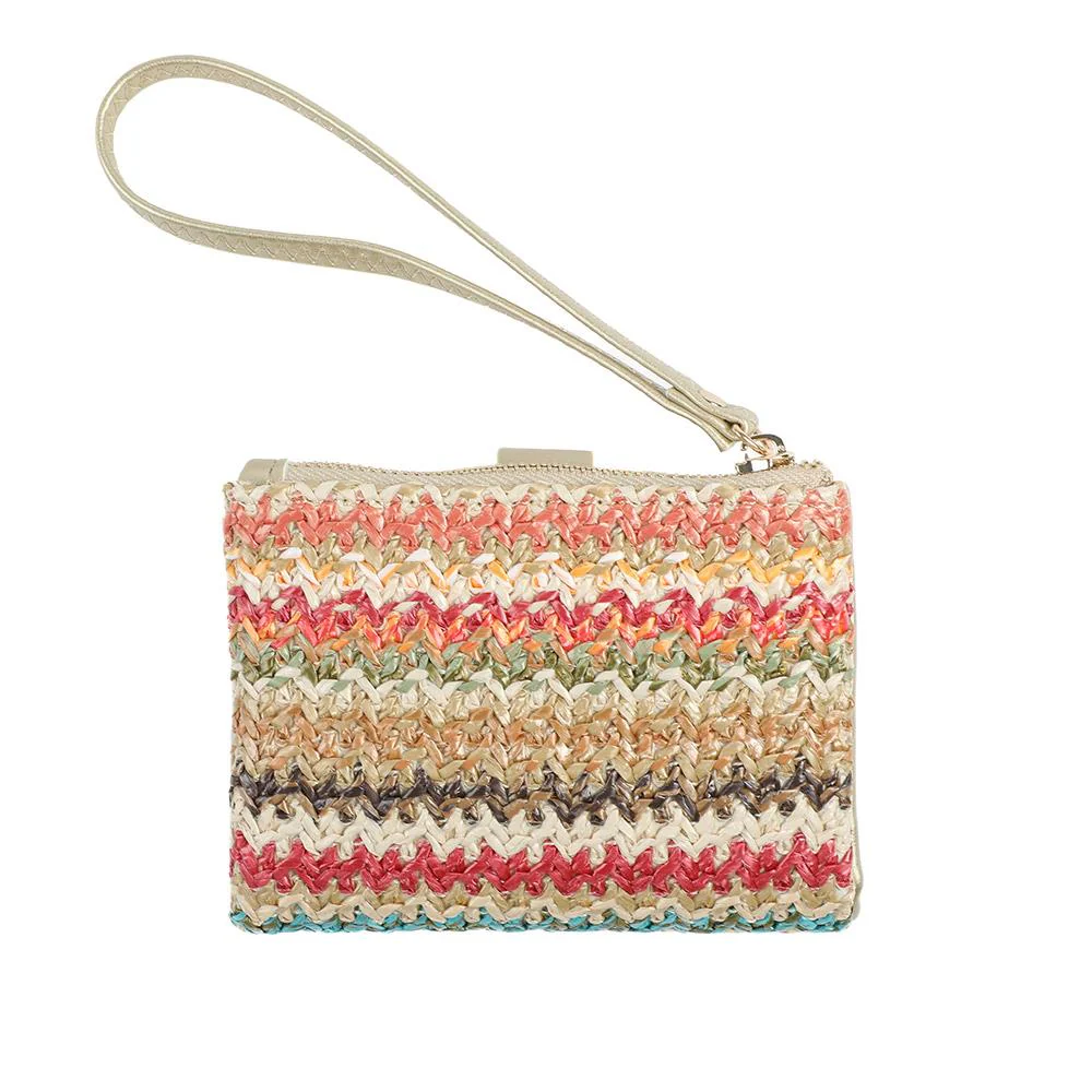 Knitted Bi Fold Purse With Zip Closure - PRETT43002 / 329 385 - Beige Multi - Image 3