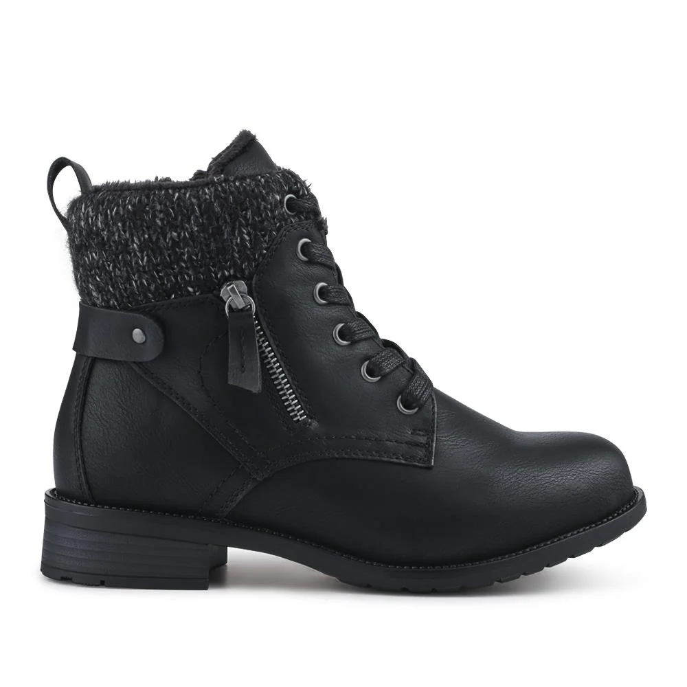 EasyFit Extra-Wide Knitted-Cuff Ankle Boots - ALEIDA / 326 748 - Black - Image 2