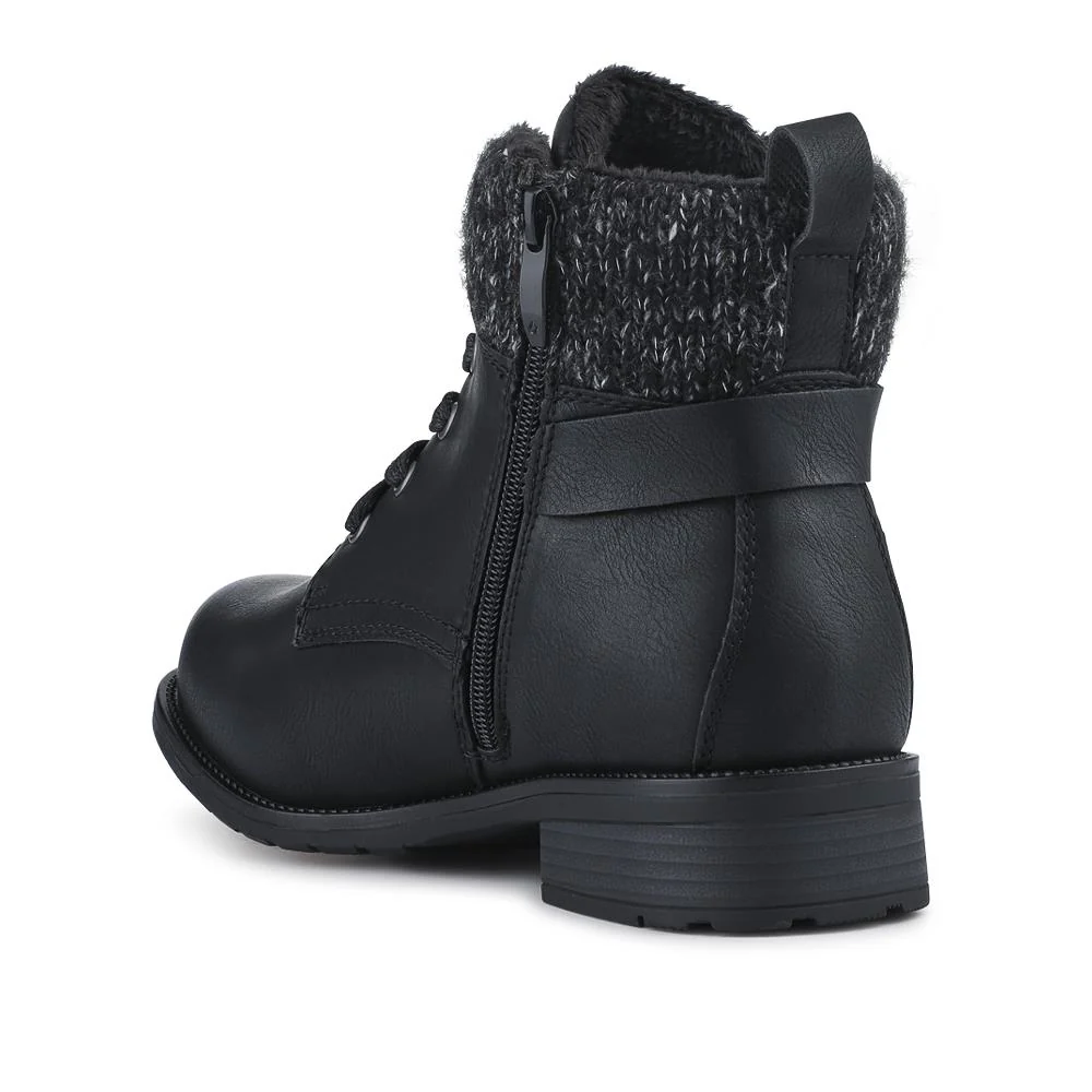 EasyFit Extra-Wide Knitted-Cuff Ankle Boots - ALEIDA / 326 748 - Black - Image 3