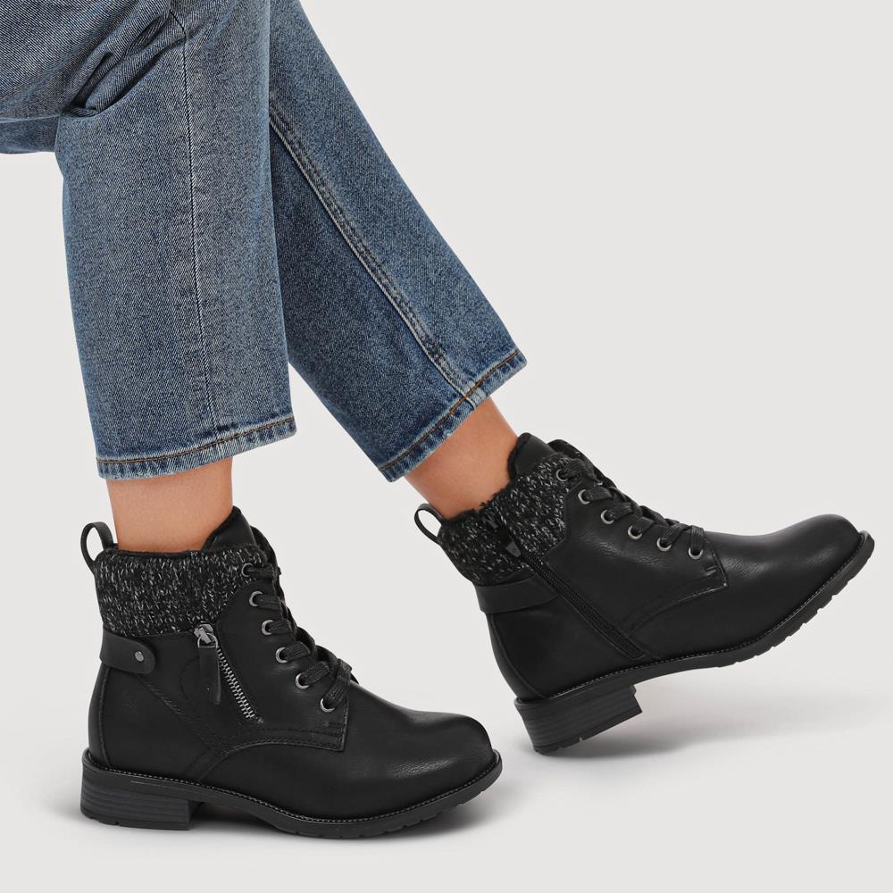 EasyFit Extra-Wide Knitted-Cuff Ankle Boots - ALEIDA / 326 748 - Black - Image 5