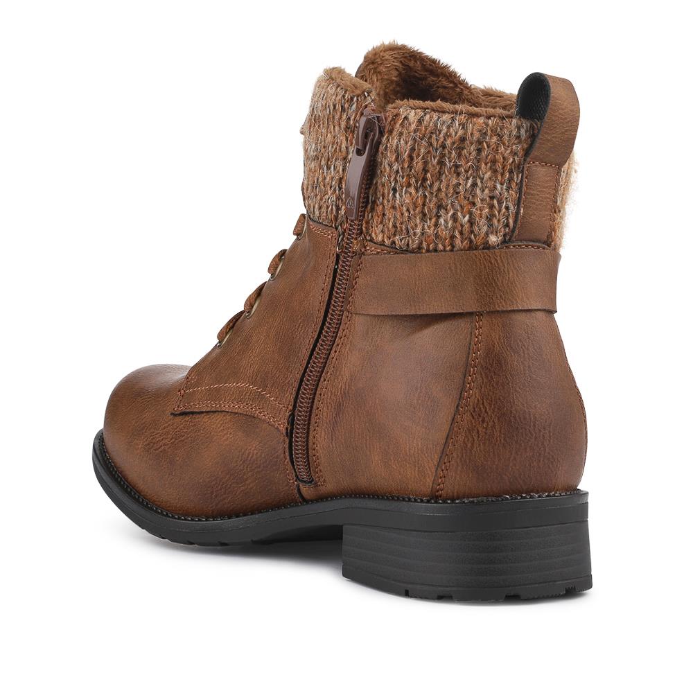 EasyFit Extra-Wide Knitted-Cuff Ankle Boots - ALEIDA / 326 748 - Tan - Image 3