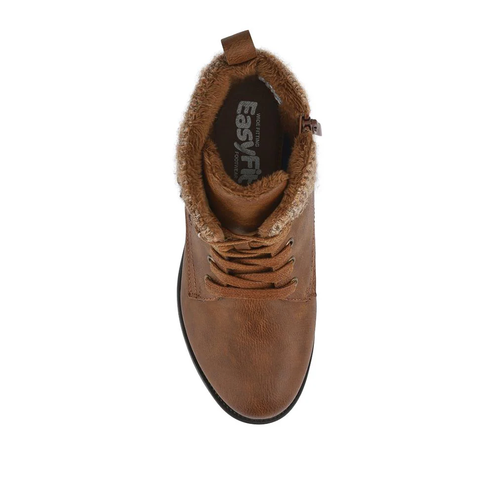 EasyFit Extra-Wide Knitted-Cuff Ankle Boots - ALEIDA / 326 748 - Tan - Image 4