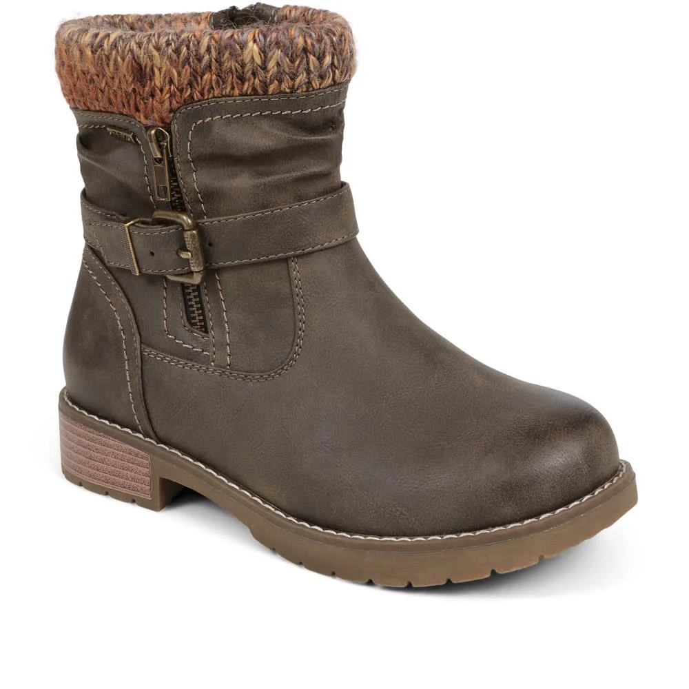 Knitted Cuff Ankle Boots - BEE / 324 435