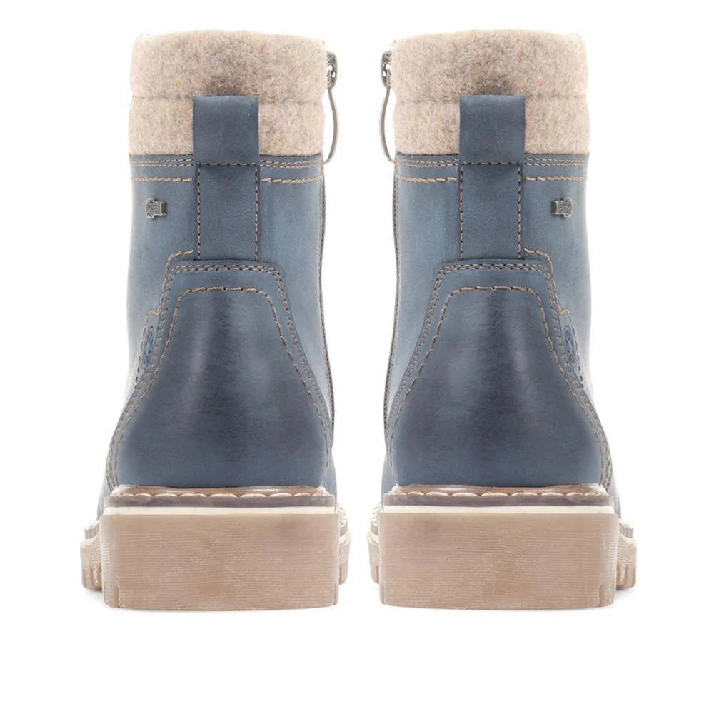 Knitted Cuff Ankle Boots - CENTR36045 / 322 462 - Navy - Image 3