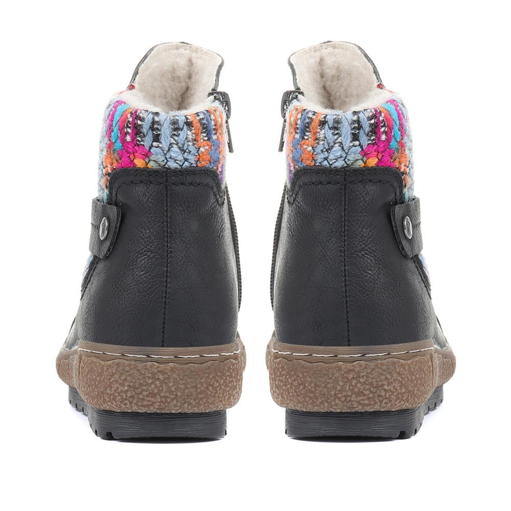 Knitted Cuff Ankle Boots - WBINS32013 / 318 882 - Black - Image 4