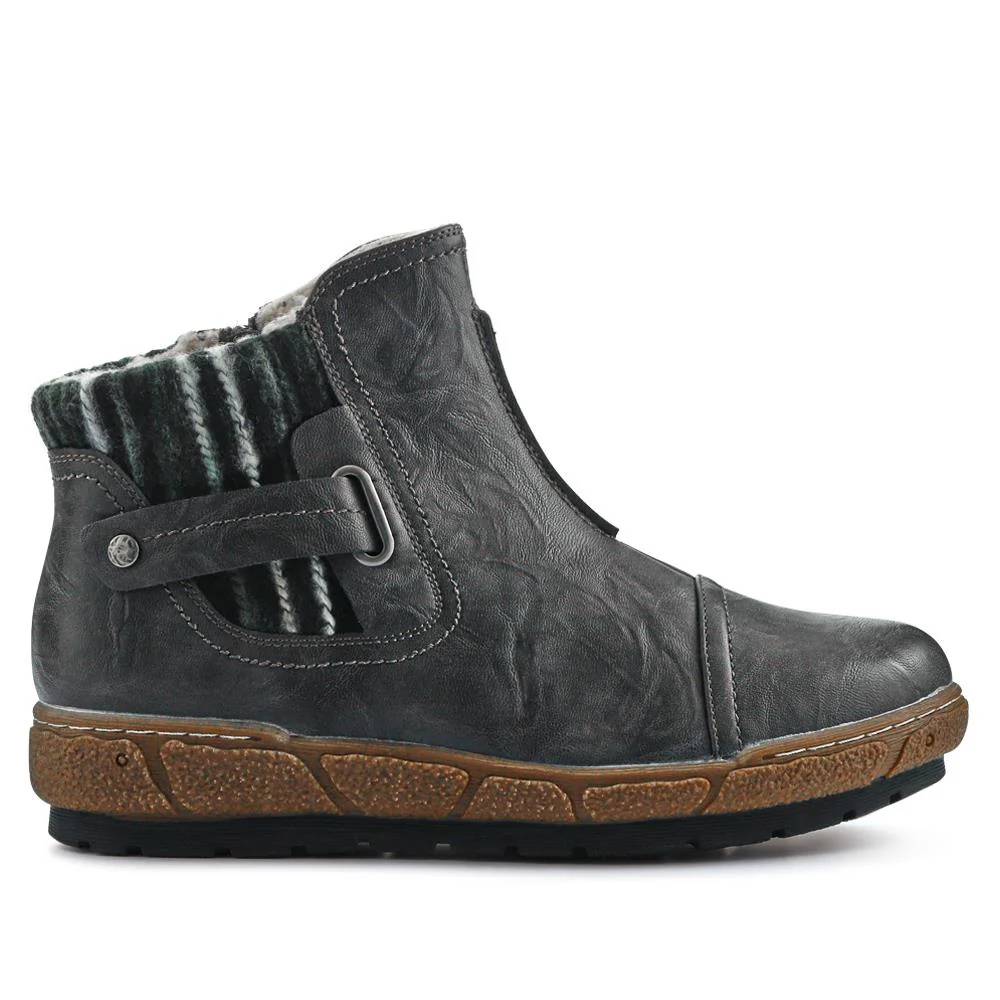 Knitted Cuff Ankle Boots - WBINS32013 / 318 882 - Grey - Image 2