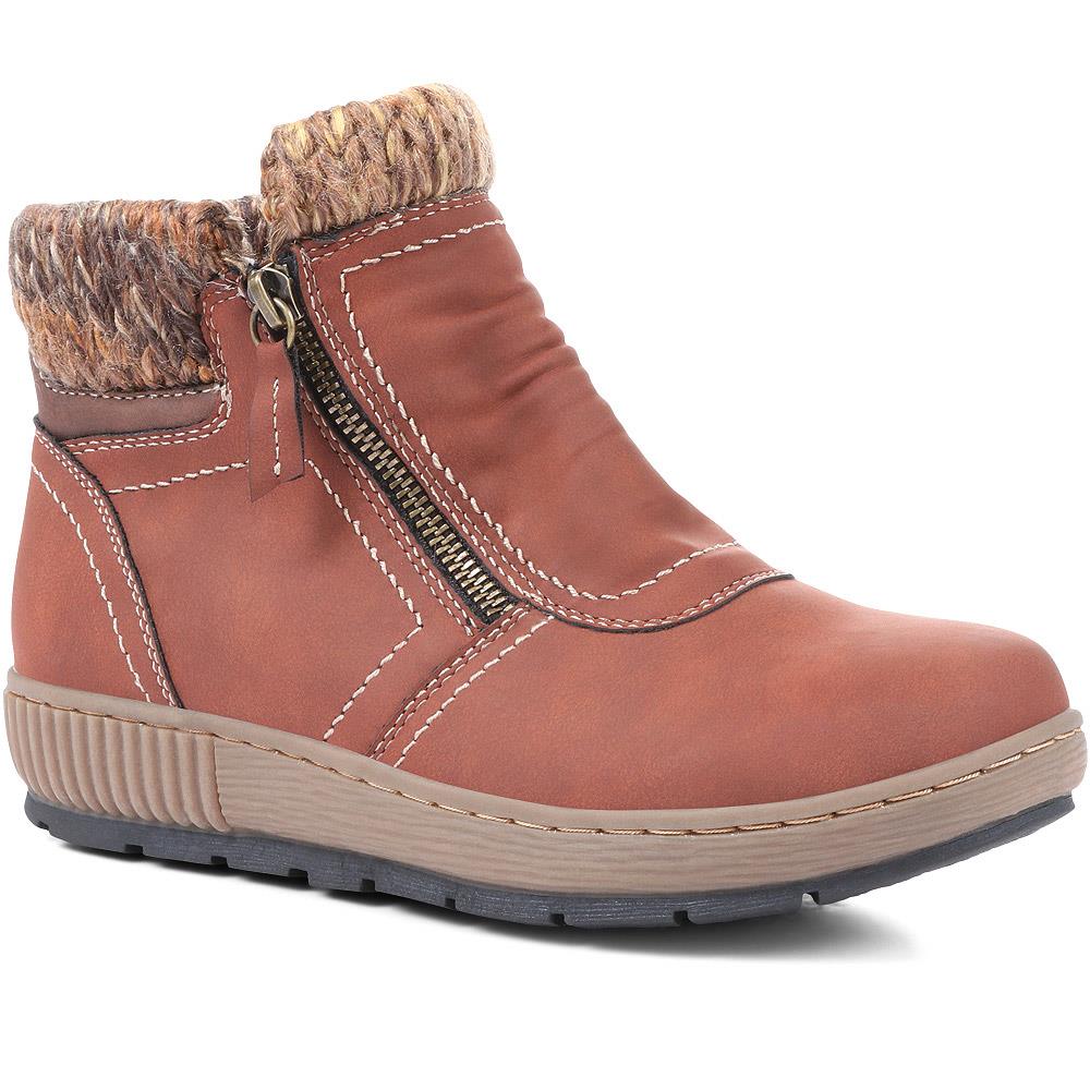 Knitted Cuff Ankle Boots - WBINS36025 / 322 459 - Image 2