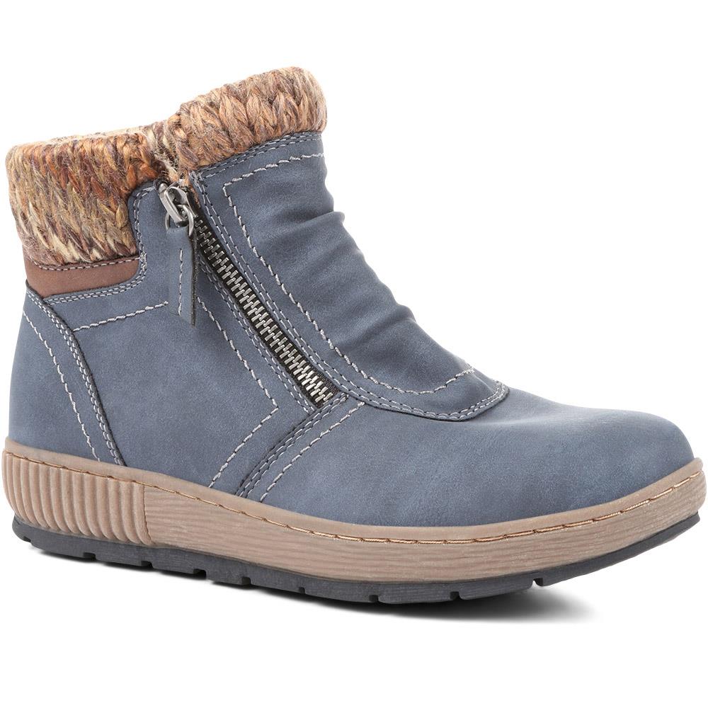 Knitted Cuff Ankle Boots - WBINS36025 / 322 459 - Image 5