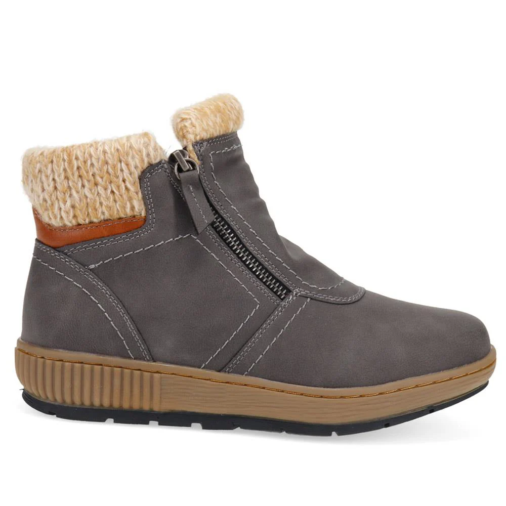 Knitted Cuff Ankle Boots - WBINS36025 / 322 459 - Grey - Image 2