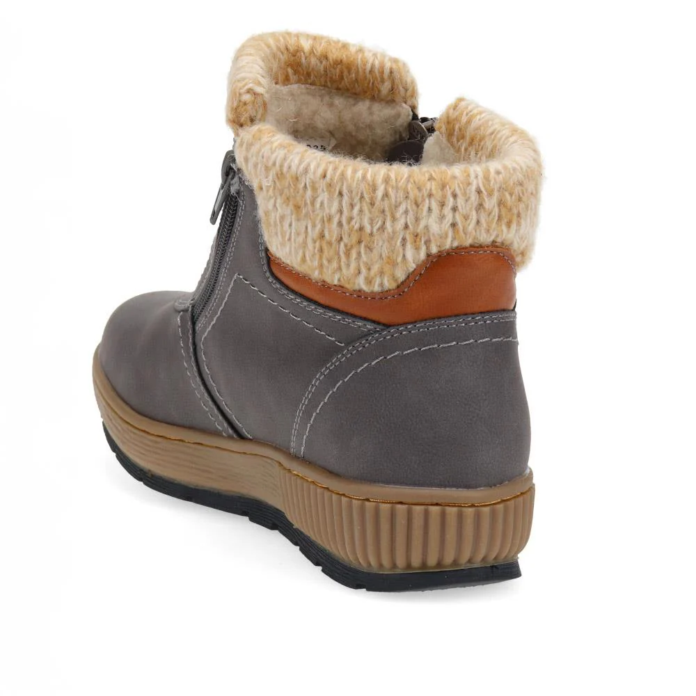 Knitted Cuff Ankle Boots - WBINS36025 / 322 459 - Grey - Image 3