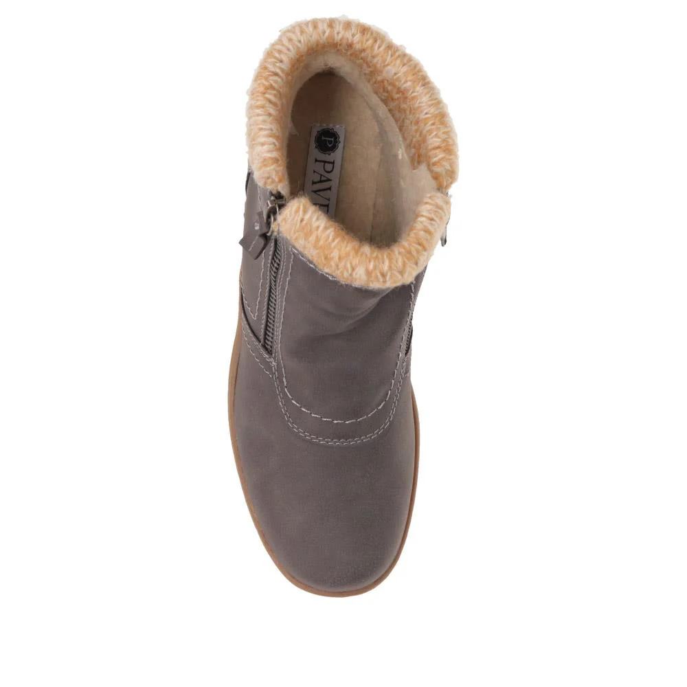 Knitted Cuff Ankle Boots - WBINS36025 / 322 459 - Grey - Image 4