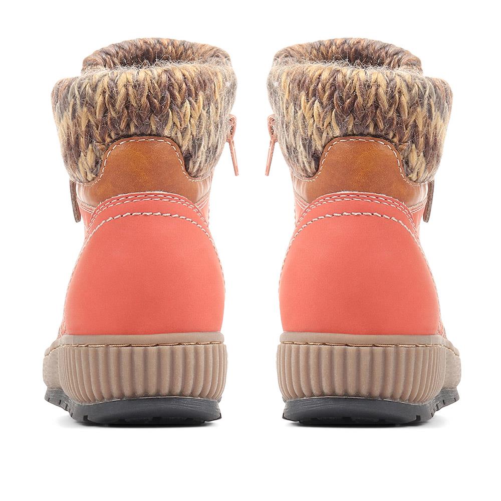 Knitted Cuff Ankle Boots - WBINS36025 / 322 459 - Red - Image 3