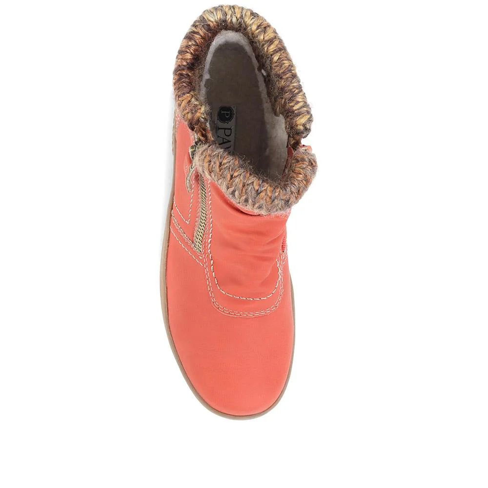 Knitted Cuff Ankle Boots - WBINS36025 / 322 459 - Red - Image 4