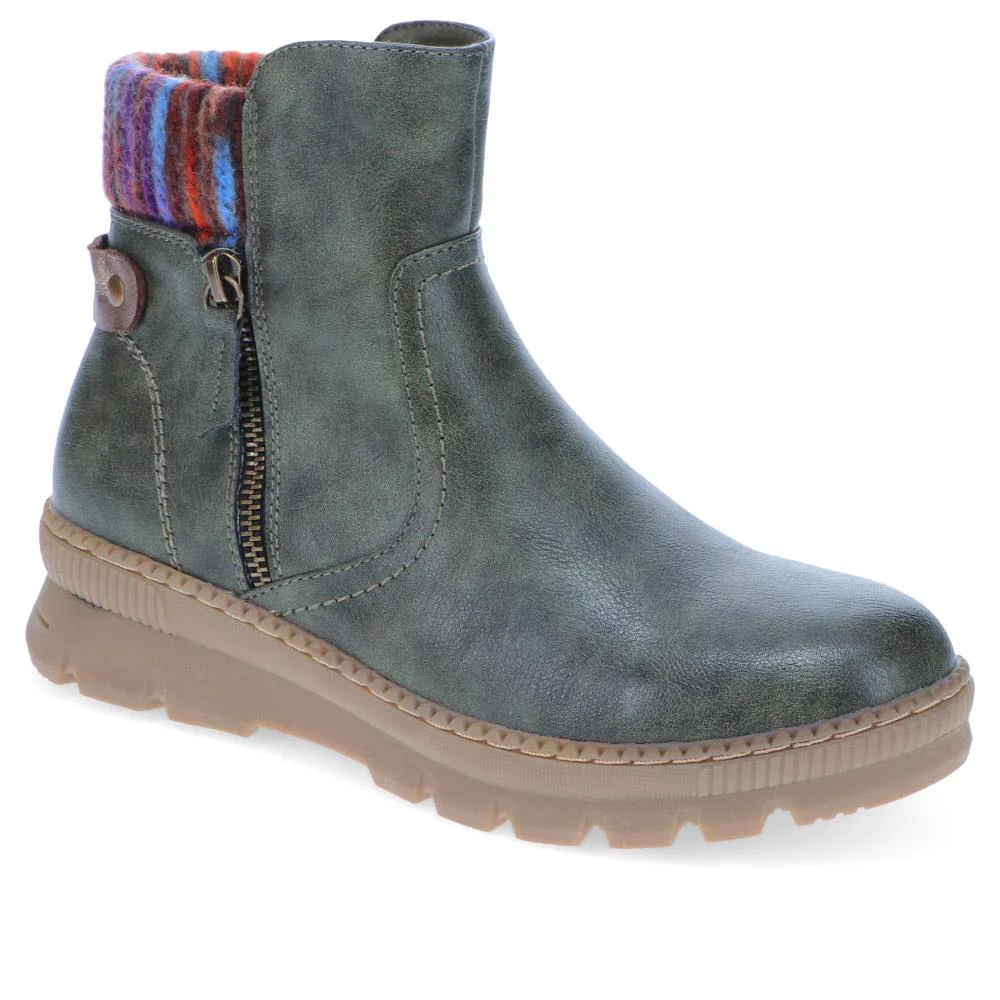 Knitted Cuff Ankle Boots - WBINS40169 / 326 116 - Image 3