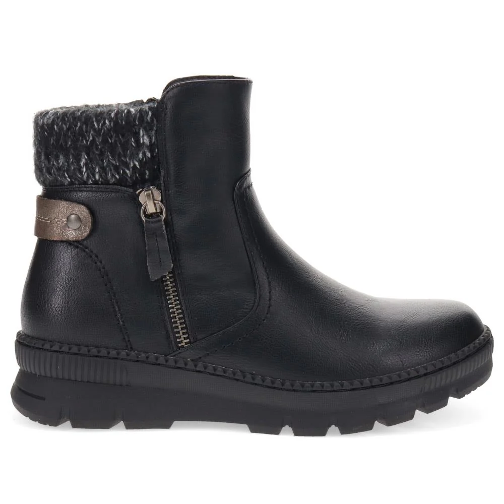 Knitted Cuff Ankle Boots - WBINS40169 / 326 116 - Black - Image 2