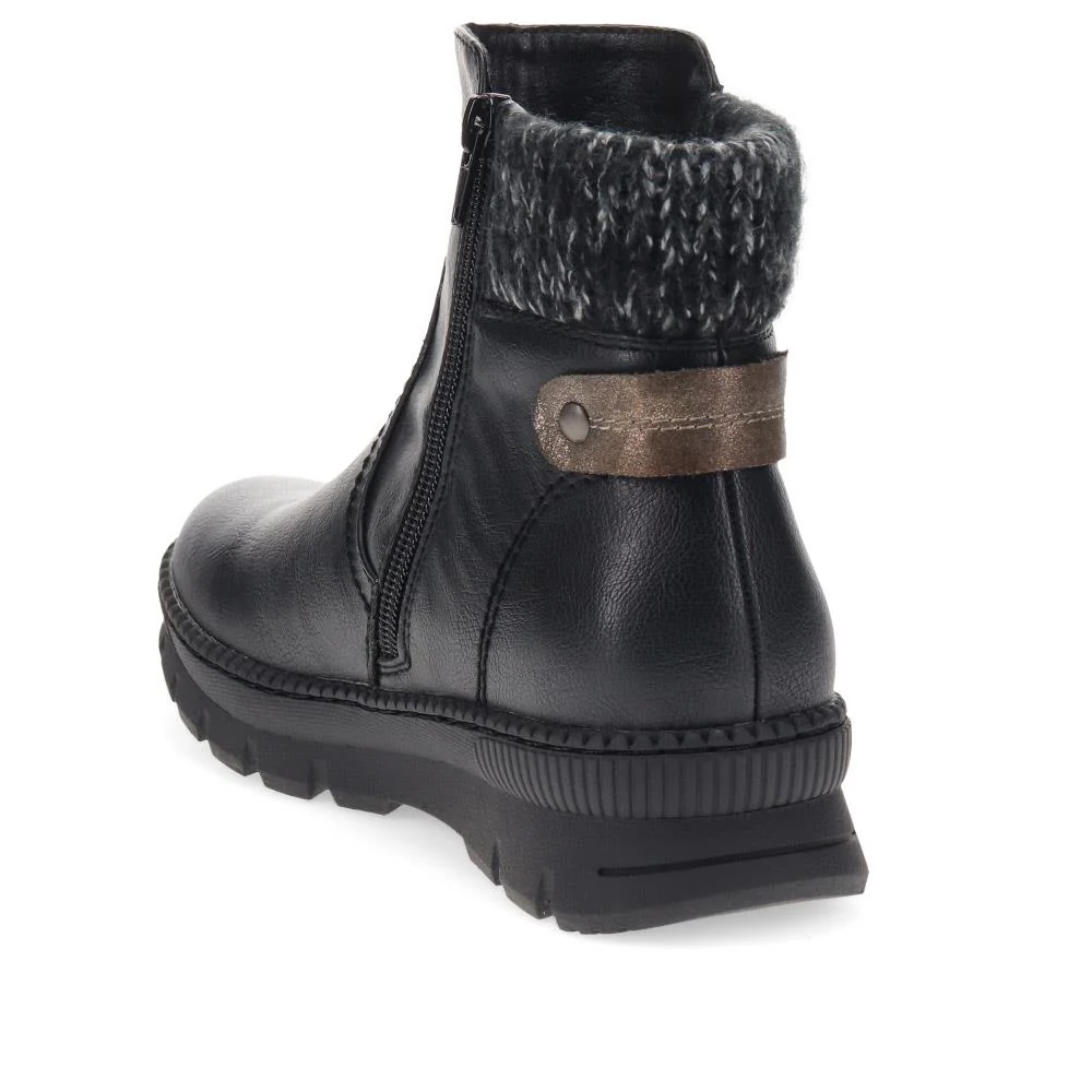 Knitted Cuff Ankle Boots - WBINS40169 / 326 116 - Black - Image 3